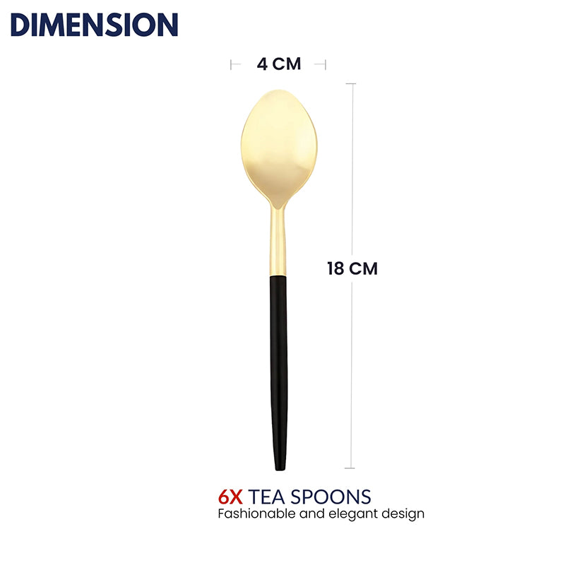 Stirling Stainless Steel Spoon Set (Gold & Black) - Set Of Six media 8