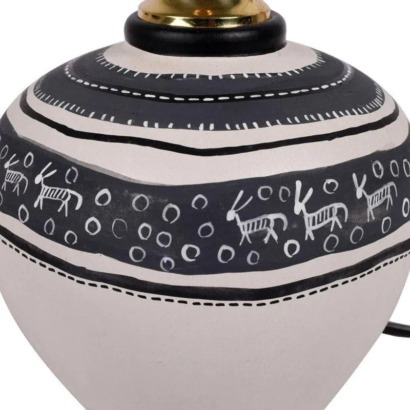 Ravish Terracotta Table Lamp - Black,White media 6