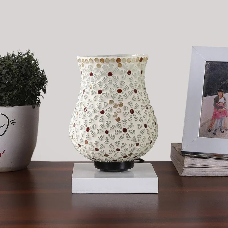 Rayelle Mosaic Glass Table Lamp With Wooden Base - Multicolor media 4
