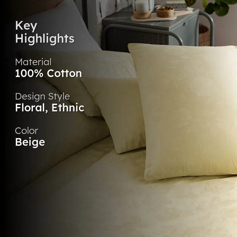 Blooming Rose Jacquard Pillow Cover (Ivory) - Set Of Two media 2