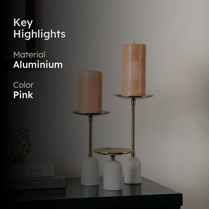 Obra Pillar Candle Holder (Gold & Beige) - Set Of Three media 2