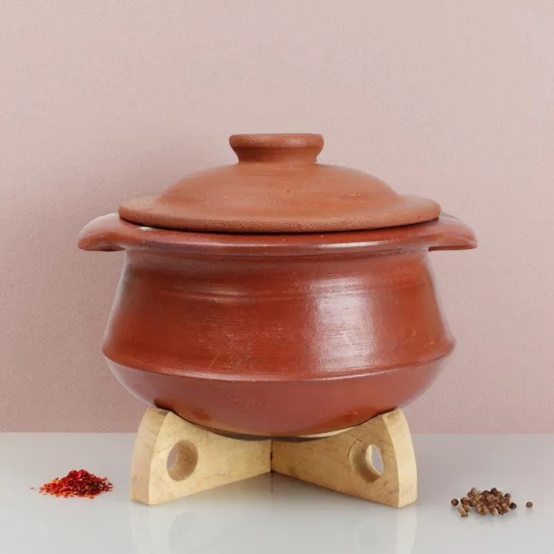 Denara Clay Pot With Lid Brown 2000 mL / 8 Inches media 1