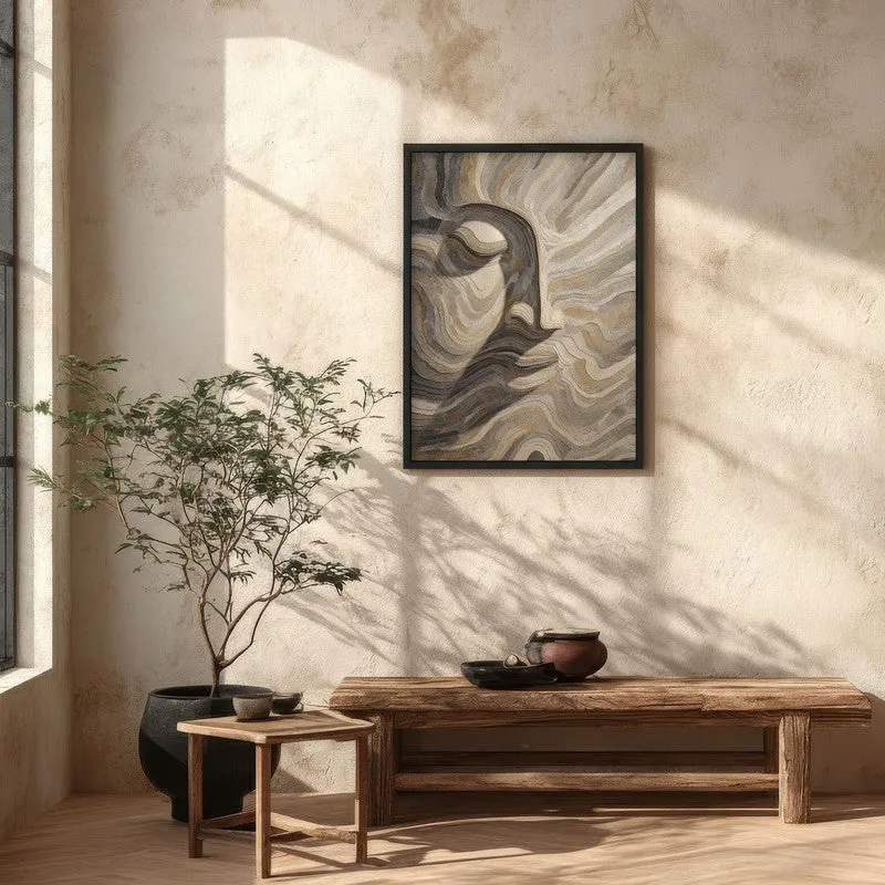 Flowing Buddha Tranquility Wall Painting With Black Frame media 5