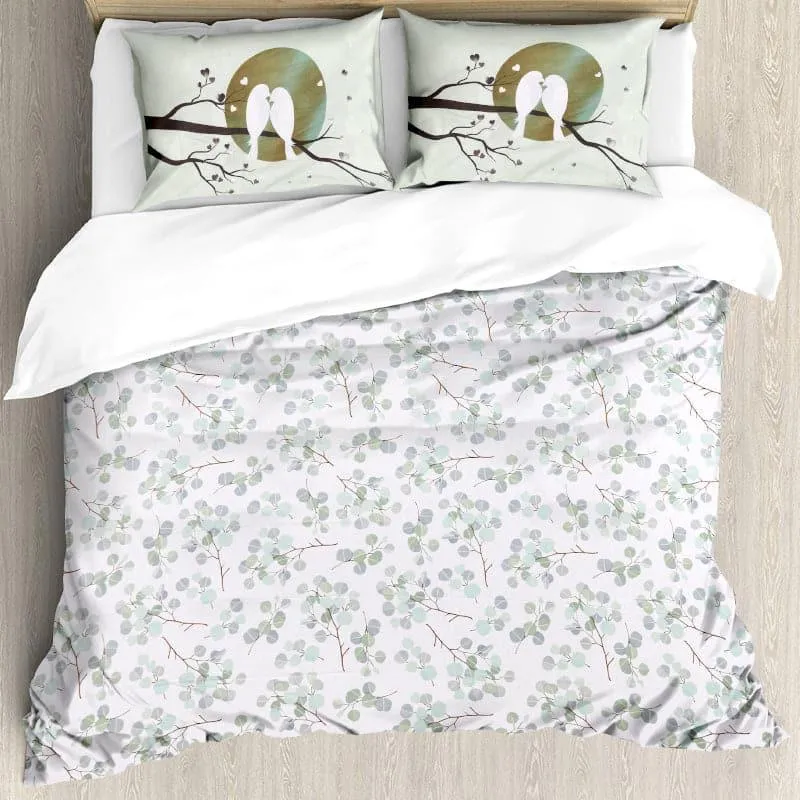 Birdie Love Floral Cotton Bedsheet (Olive Green) - 180 TC media 3