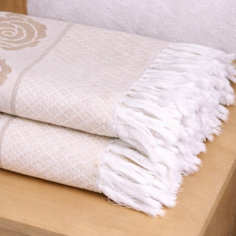 Rosette Cotton Hand Towel (Beige) - Set Of Four media 6