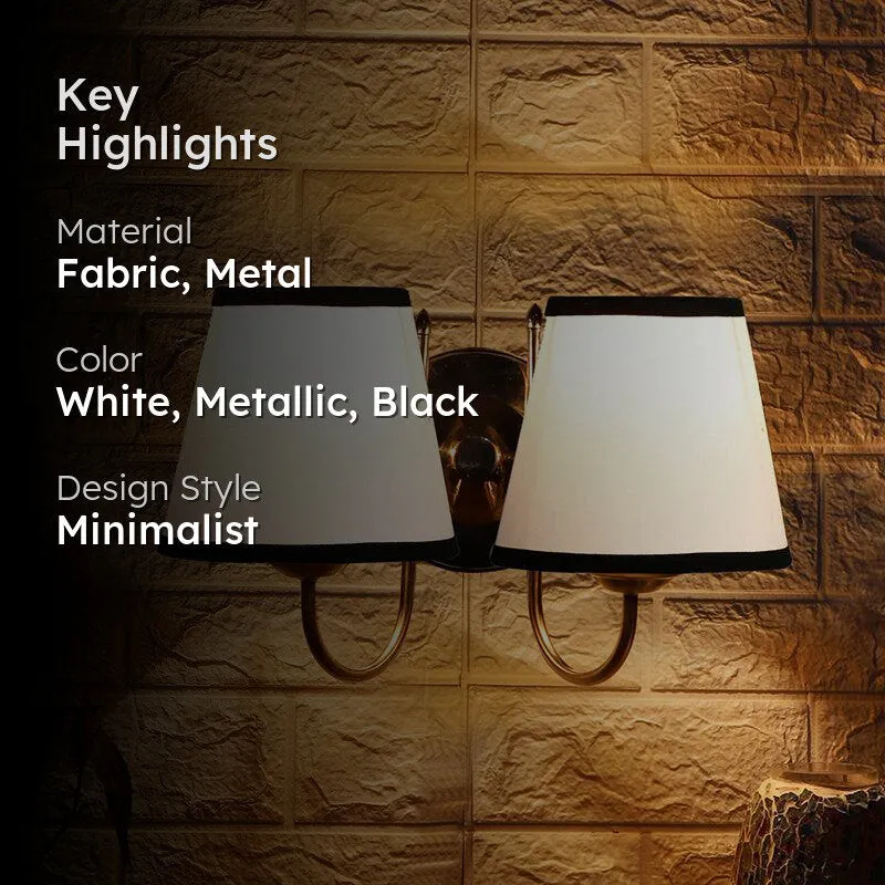 Veda Duo Conical Fabric & Metal Wall Lamp - Black & White media 2