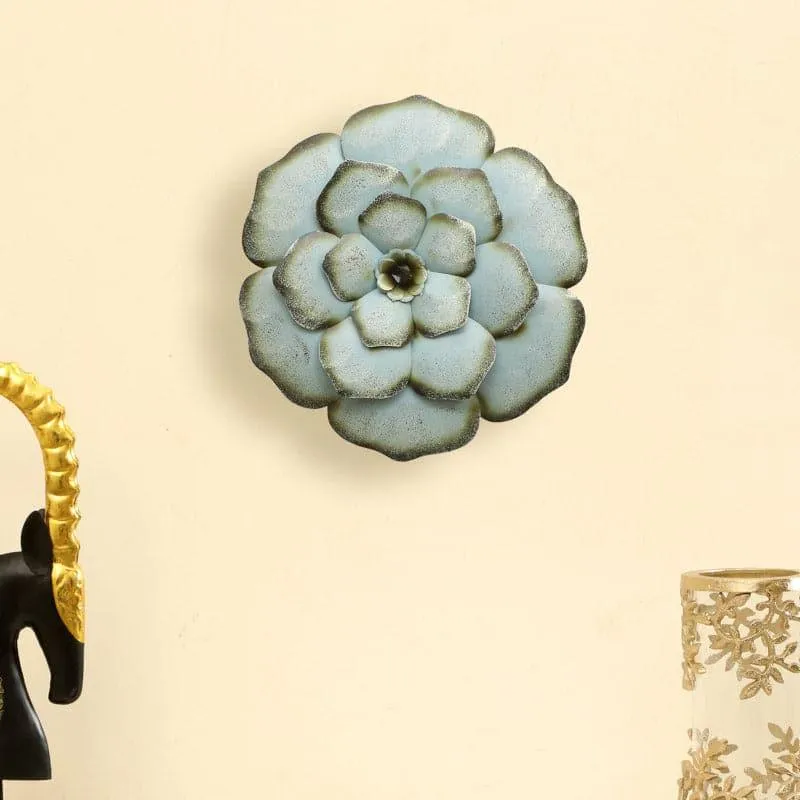 Rose Bloom Metal Wall Accent- Blue media 1