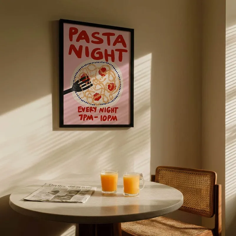 Pasta Night Archival Canvas Wall Art - Black media 5