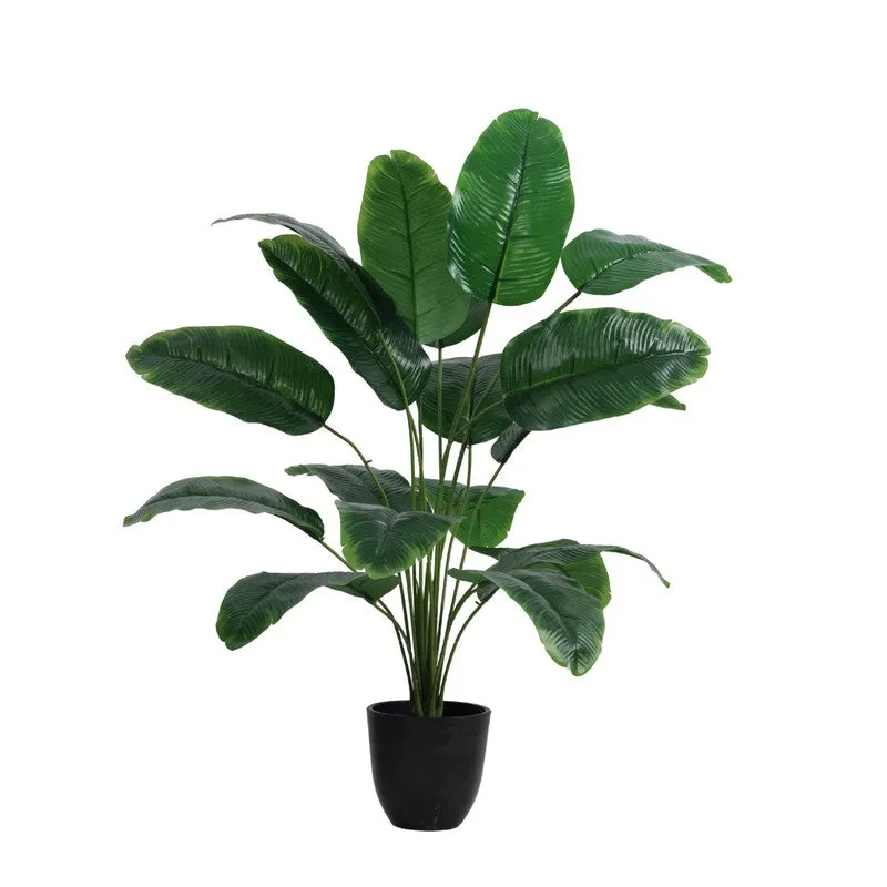 Artificial Banana Plant With Black Plastic Pot - 2 ft media 4
