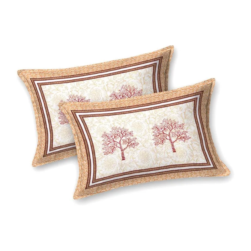 Gridor Cotton Bedsheet (Beige,Red) - 240 TC media 4