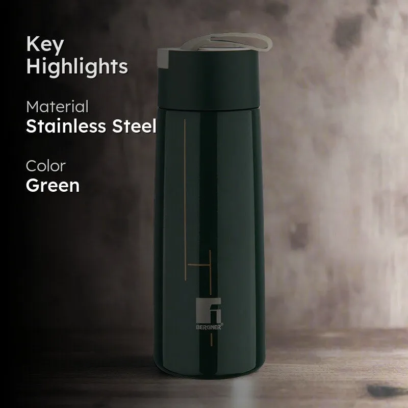 Bergner Walking Thermosteel Hot and Cold Flask (Green) -350 mL media 2