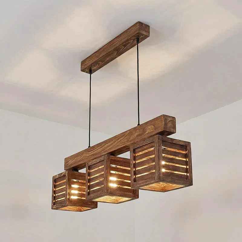 TriFrame Wooden Ceiling Lamp - Brown media 6