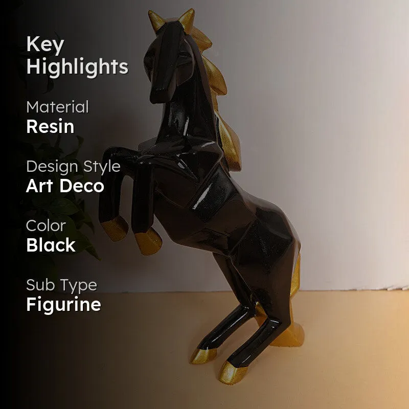 Rearing Black & Gold Horse Showpiece media 2