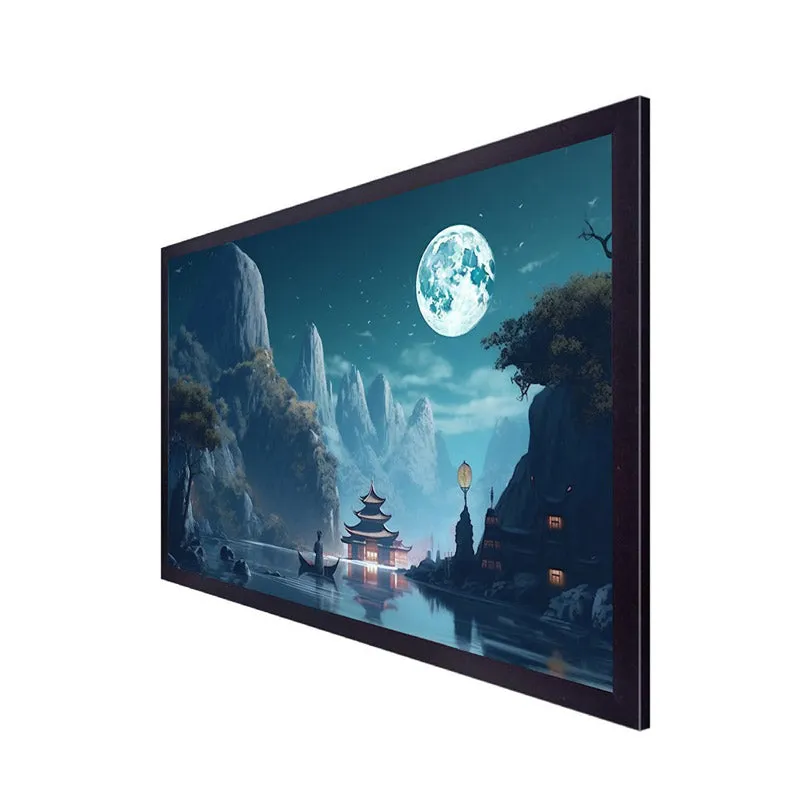 Moonlight Magic Valley Wall Painting With Frame media 6