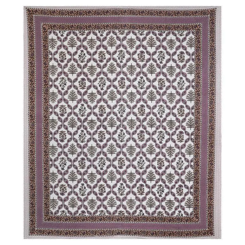 Yashasvi Ethnic Cotton Bedsheet (Purple,White) - 180 TC media 4