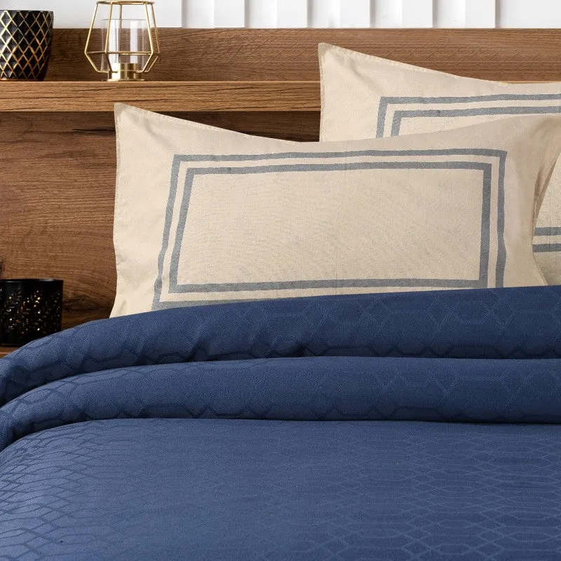 Grid Grace Cotton Bedsheet (Blue) - 150 TC media 4