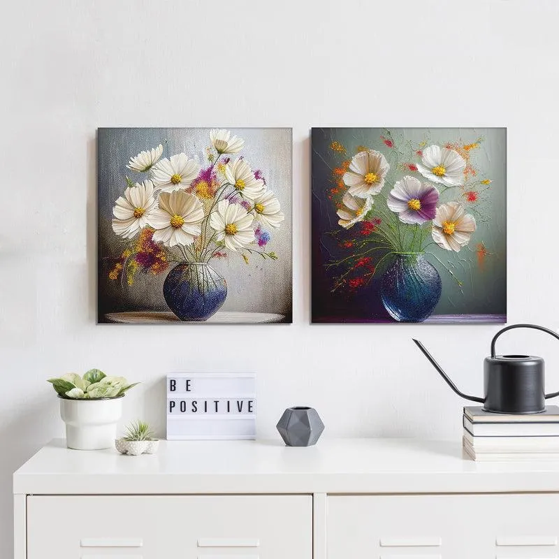 Petals of Purity Canvas Wall Painting - Set Of Two media 3