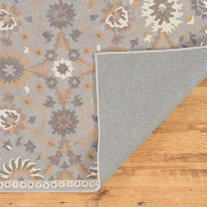 Awen Hand Tufted Ethnic Wool & Nylon Carpet - Light Grey media 7