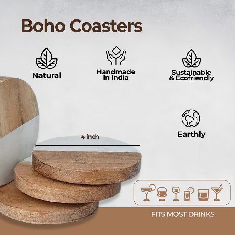 Torvic Boho Marble & Acacia Wood Coaster - Set Of Four media 6
