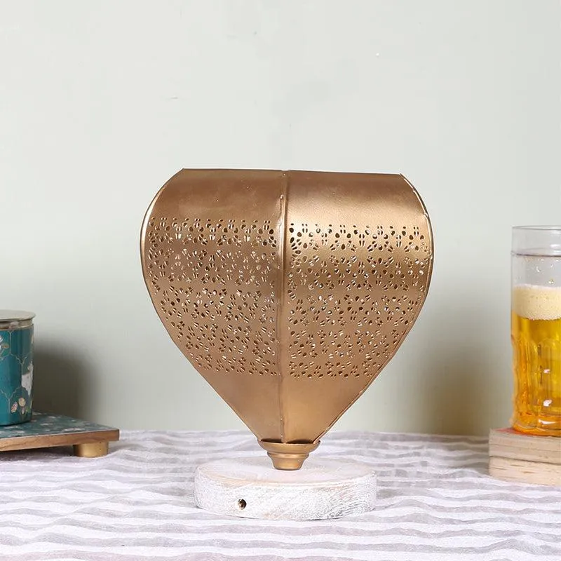 Gitana Glory Metal Table Lamp With Brushed Wood Base - Gold media 3
