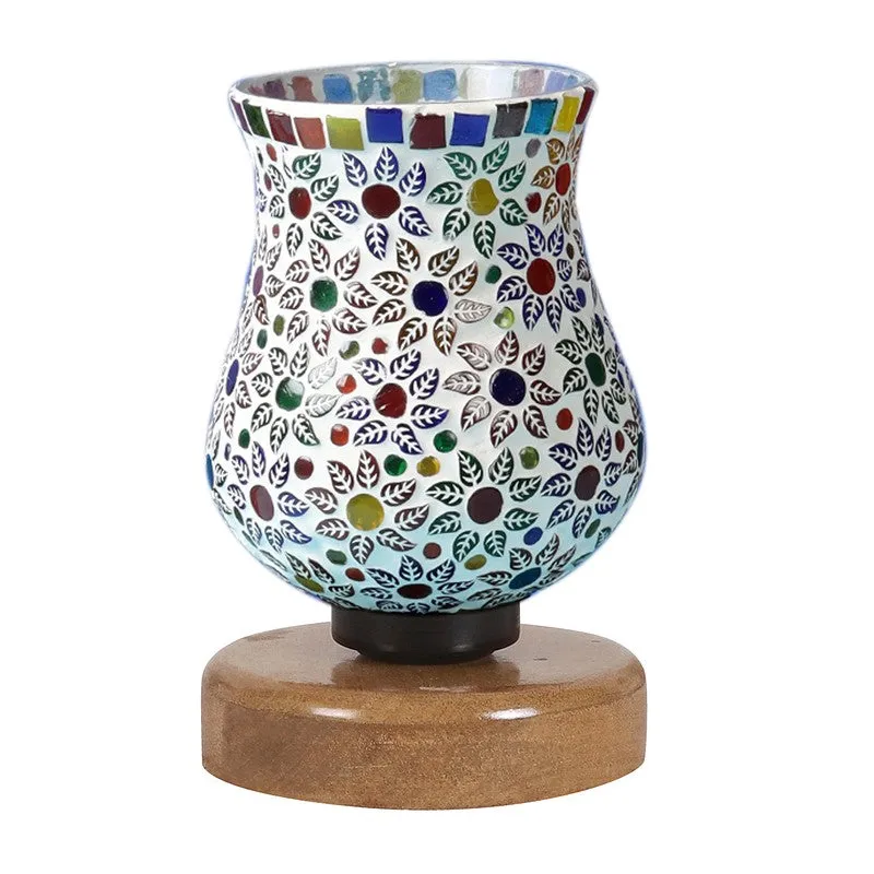 Solene Mosaic Glass Table Lamp With Wooden Base - Multicolor media 5