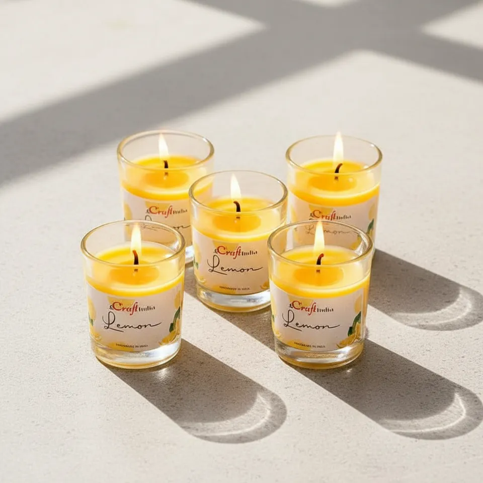 Seema Lemon Scented Candle - Set Of Five media 1