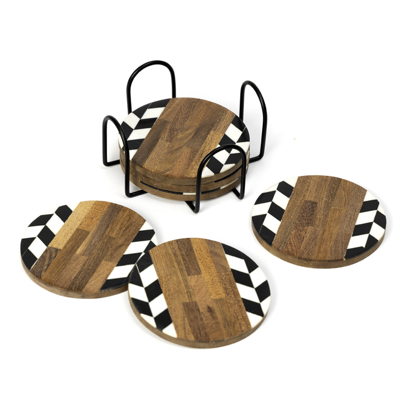 Nihi Black & White Coaster With Stand media 4