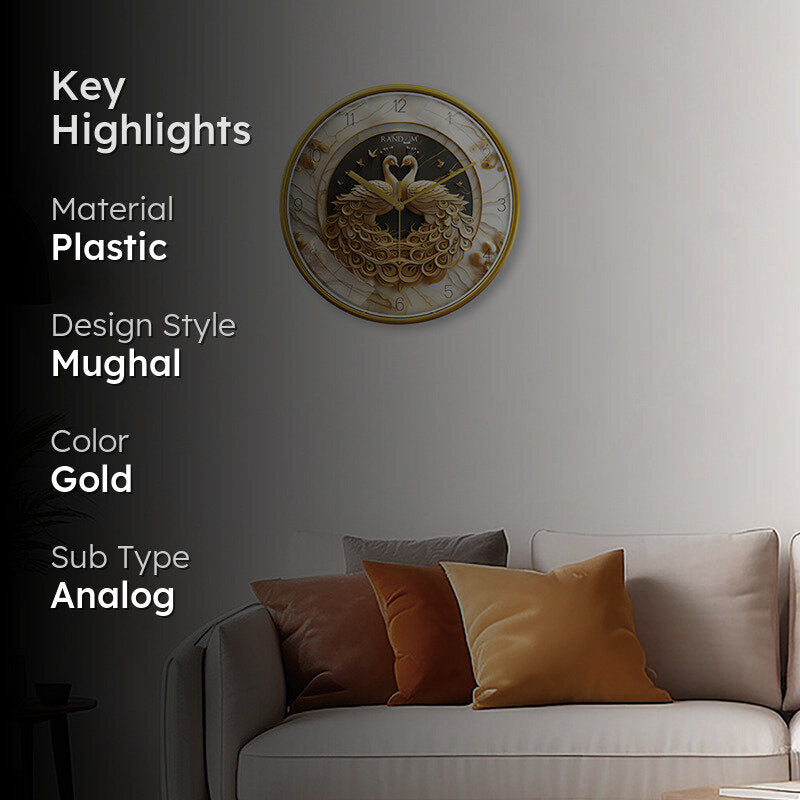 Modern Peacock Sync Analog Wall Clock media 2