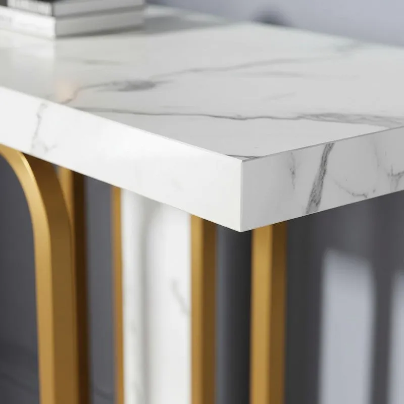 Sleek Metal Console Table with Marble Top - Medium media 3