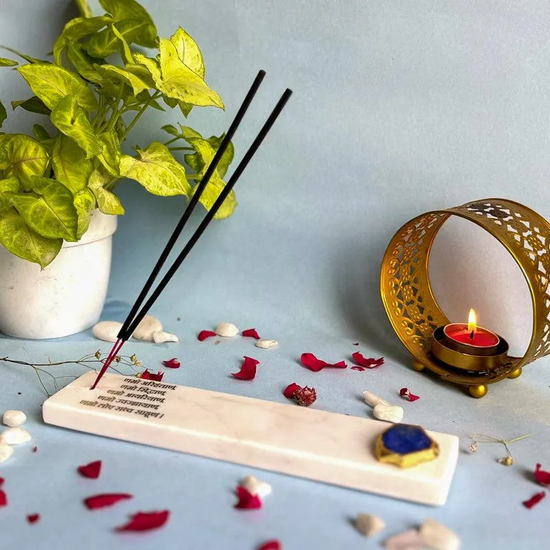 Nmokar Matra Marble Incense Holder With Agate Plating - Blue media 1