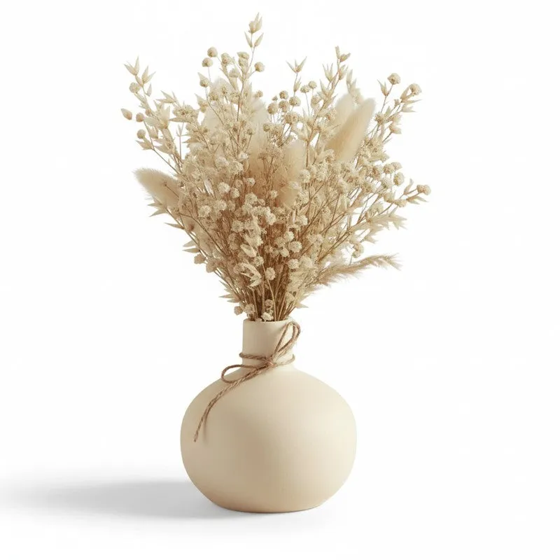Round Ivory Minimal Ceramic Vase media 3