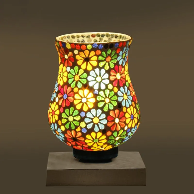 Flovira Mosaic Glass Table Lamp With Wooden Base - Multicolor media 8