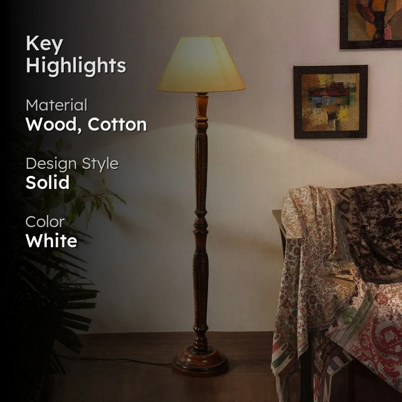 Hima Vintage Wooden Floor Lamp - Off-White media 2