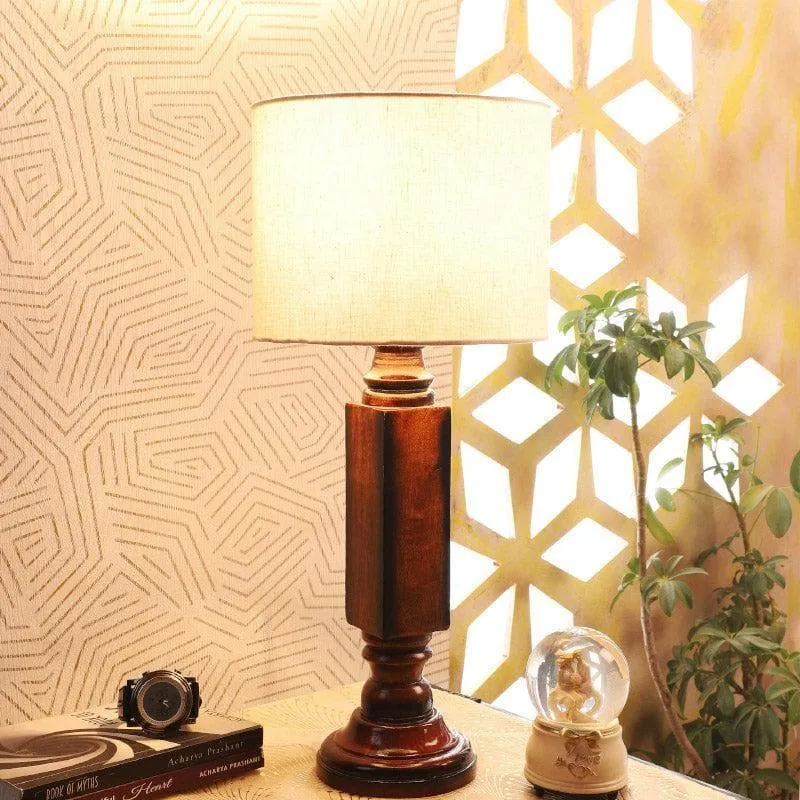 Pashe Lilian Fabric Table Lamp - White,Brown media 1