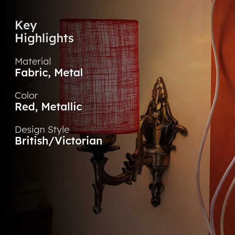 Vista Edrel Cylindrical Fabric & Metal Wall Lamp - Maroon media 2