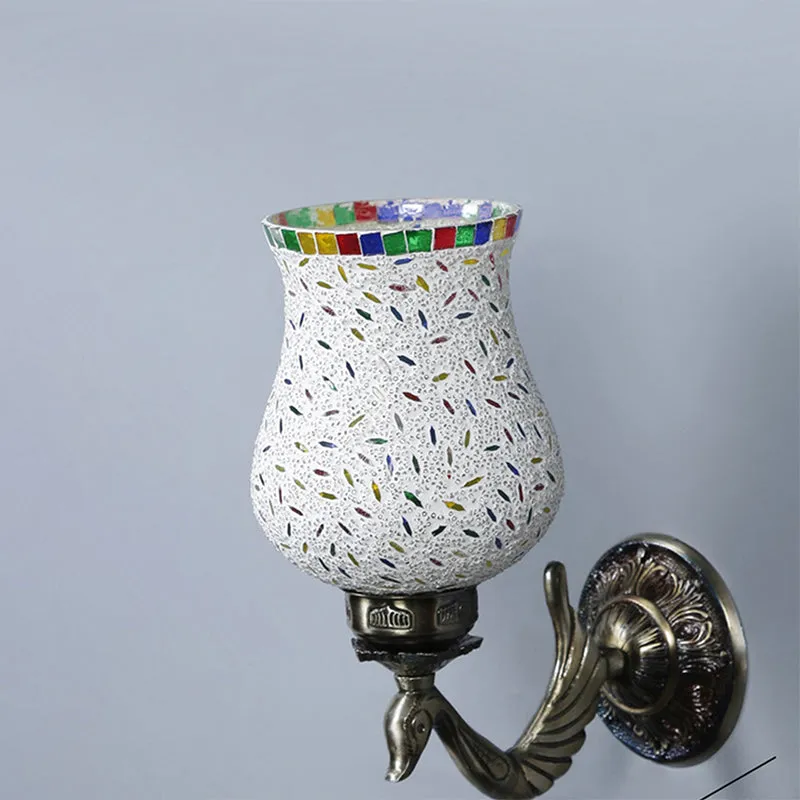Nira Retro Mosaic Glass & Metal Wall Lamp media 5