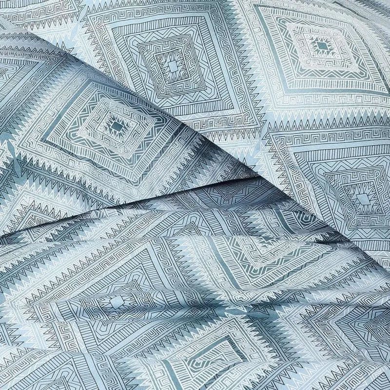 Swayam Blue Grey Labyrinth Cotton Bedsheet - 180 TC media 4