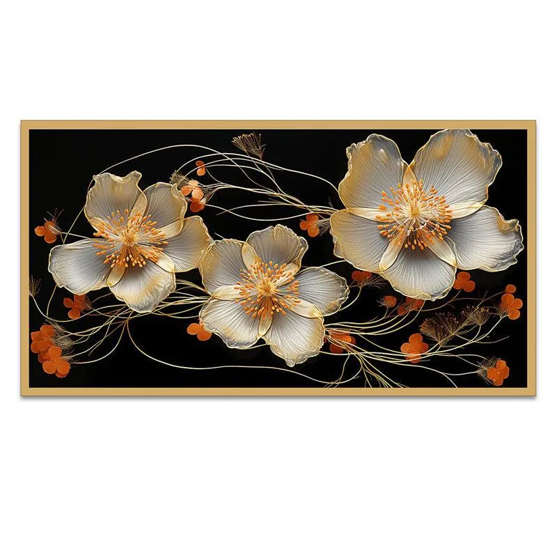 Cauaria Floral Wall Painting With Frame media 5