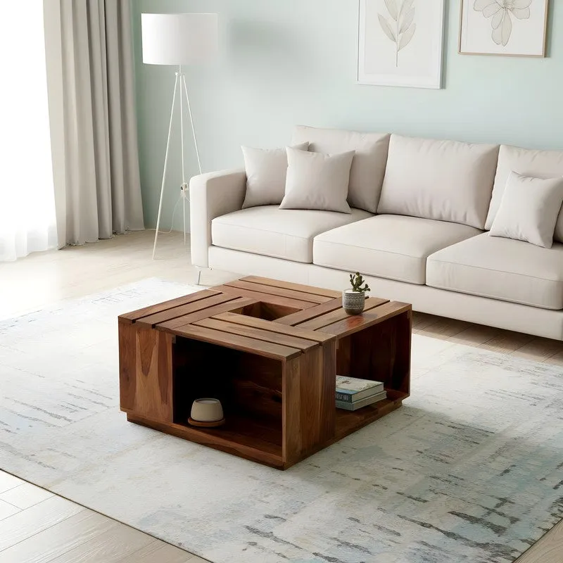 Wervon Sheesham Wooden Center Table - Brown media 3