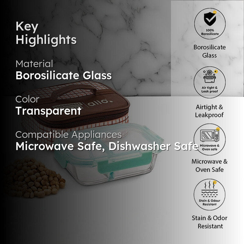 Casper Lunchbox With Chcekered Bag  - 1000 ML media 2