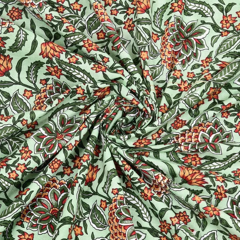 Shapeza Cotton Bedsheet (Green,Orange) - 240 TC media 5