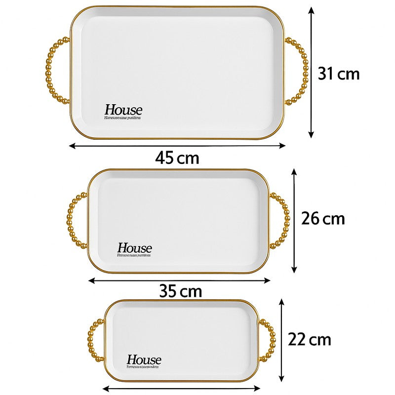Aura Serve Melamine Serving Tray (White) - Set Of Three media 9