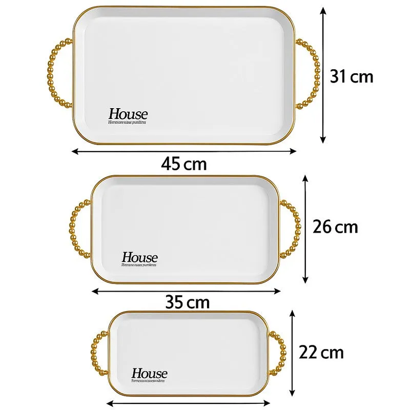 Aura Serve Melamine Serving Tray (White) - Set Of Three media 9