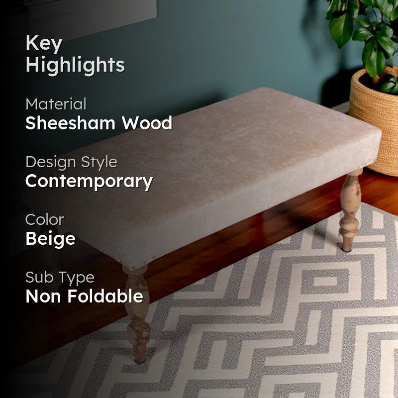 Drion Sheesham Wooden Bench - Beige media 2