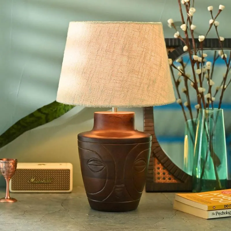 Roma Walnut Wooden Table Lamp - Brown,Beige media 1