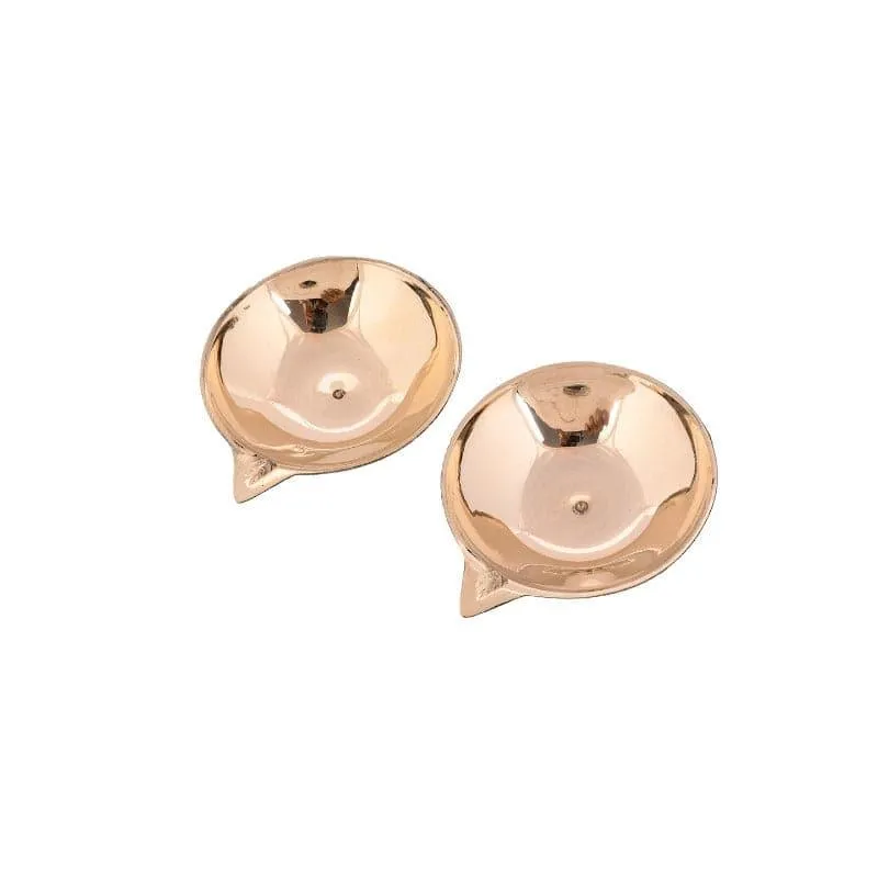 Sanecha Gold Finish Brass Diya - Set Of Two media 3