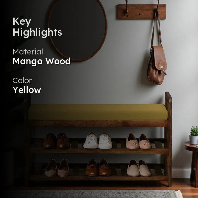 Sole Nest Mango Wood Shoe Rack - Yellow media 2