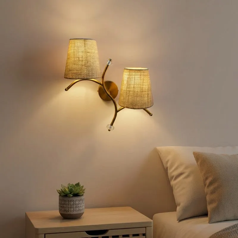 GlowStem Twin Jute Wall Lamp - Beige media 1
