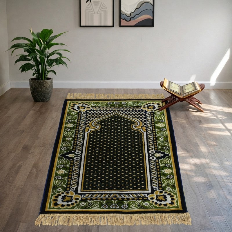 Sajdelle Velvet prayer Mat - Green,Blue