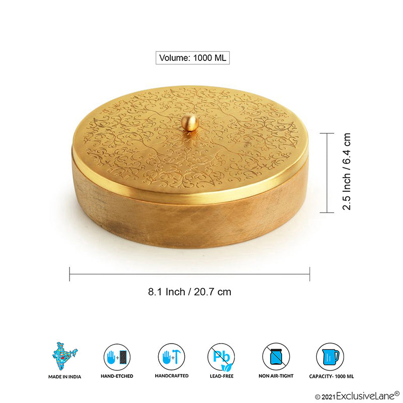 Shahi Rasoi Mango Wood & Brass Roti Box media 7